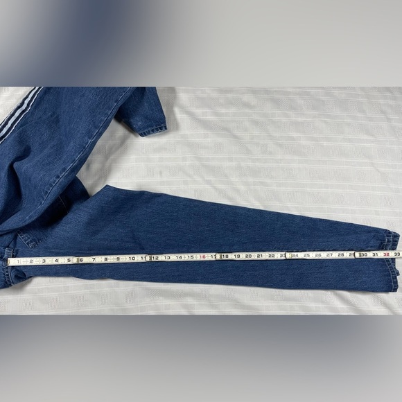 Vintage Breaker Jeans Y2K Wide Leg Denim Pants Stripe Side Size 9/10 - Picture 6 of 17